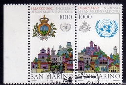 REPUBBLICA DI SAN MARINO 1992 INGRESSO ALL'ONU BLOCCO SERIE COMPLETA COMPLETE SET BLOCK USATO USED OBLITERE' - Used Stamps