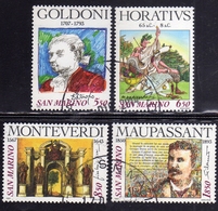 REPUBBLICA DI SAN MARINO 1993 CELEBRAZIONI D'AUTORE AUTHOR CELEBRATIONS SERIE COMPLETA COMPLETE SET USATA USED OBLITERE' - Oblitérés