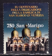 REPUBBLICA DI SAN MARINO 1994 BASILICA DI S. SAN MARCO A VENEZIA IN VENICE LIRE 750 USATO USED OBLITERE' - Gebruikt