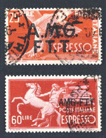 1947/1950 Espressi AMG FTT Lire 25 E Lire 60 - Sassone N. E2 - E6 Usati - Eilsendung (Eilpost)