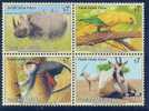 United  Nations Vienna 1995  Aves Birds Oiseaux  Parakeet Oxpecker Oryx Rhinoceros Protection Of Nature Sheet MNH - Papagayos