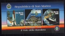 REPUBBLICA DI SAN MARINO 1998 LA BANDIERA NELLO SPAZIO FLAG IN SPACE BLOCCO FOGLIETTO BLOCK SHEET BLOC USATO USED OBLIT - Blocks & Kleinbögen