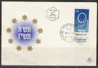 S747.-.ISRAEL .-. 1957 .-.SCOTT # : 128 .-. FDC .-. JET PLANE AND " 9 " - TEUFA CANCEL. - Lettres & Documents