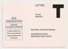 9191 LETTRE T Editions L´ANCRE DE MARINE - ST MALO - Buste Risposta T