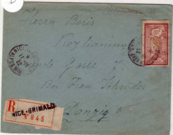 MERSON - 1922 - Yvert N°121 Seul Sur LETTRE RECOMMANDEE De NICE => DANZIG - DESTINATION RARE ! - 1900-27 Merson