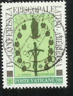 CITTA' DEL VATICANO VATIKAN VATICAN 1992 EPISCOPATO LATINO-AMERICANO LATIN-AMERICAN EPISCOPATE LIRE 700 USATO USED OBLIT - Usados