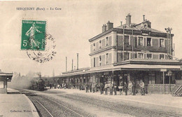 27 . SERQUIGNY . 2 CPA . La Gare . Chateau . - Serquigny