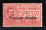 T)1918,AUSTRIA,SCN NE1,SPECIAL DELIVERY STAMP OF ITALY OF 1903 OVERPRINTED,MINT,TONING ODTS,ISSUED IN TRIESTE,WMK,PERF.1 - Usati