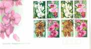 AUSTRALIA FDC JOINT ISSUE WITH SINGAPORE FLOWER ORCHID SET OF 2 X 4  STAMPS DATED 06-08-1998 CTO SG? READ DESCRIPTION !! - Covers & Documents