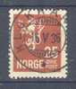 Norway 1926 Mi. 125 A    25 Øre Wappenlöwe Deluxe Cancel KLOKKARVIK !! - Gebruikt