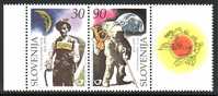 1335/ Slowenien Slovenia Slovenie 1999 Mi.No. 261 - 262** MNH Pair + Label 125 Years UPU - 125 Jahre Weltpostverein - U.P.U.