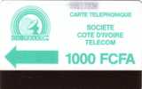 COTE IVOIRE CI-TELCOM VERTE 1000F UT RARE - Côte D'Ivoire