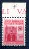 ITALY 1944 RSI  20 Cent SOCIAIE Instead Of SOCIALE Sassone Cat N° 504aa Absolutely Perfect MNH** - Mint/hinged