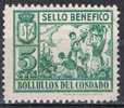 Beneficencia, BOLLULLOS (Huelva) 5 Cts Verde, Guerra Civil * - Vignettes De La Guerre Civile