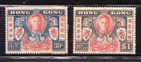 RT)1946,HONG KONG ,SCN 174-175,PHOENIX  RISING FROM FLAMES,MINT,TONING DOTS,PERF.13X12 ½ ,CV 9.50 - Neufs