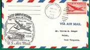 US - 2 - 30th AIR MAIL ANNIVERSARY 1948 From PHILADELPHIA  To WV, At Back WASHINGTON  CDS VF CACHETED COVER - 2c. 1941-1960 Briefe U. Dokumente