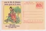 India Meghdoot Postcard, Postal Stationery, Woman, Sanitation, Lavotary, Health, Hygiene, Snake, Tree - Slangen