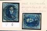 2 N°4 V6 Margés, 20c Bleu Obl VARIETE "retouche Du Feuillage Inf. Gauche". - 1849-1850 Medaillons (3/5)