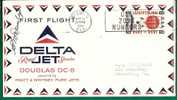 US - 2 - FIRST FLIGHT DELTA JET ROYAL SERVICE DOUGLAS DC-8 MIAMI DETROIT 1959 CACHETED COVER With CARD - 2c. 1941-1960 Briefe U. Dokumente