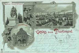 AK Dortmund Kaiser Wilhelm-Denkmal Rathaus Mehrbild Litho 1899 #20 - Dortmund