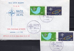 20 Jahre NATO 1969 Türkei 2120/1+FDC O 4€ Taube Erde Stern CEPT Sympathie-Ausgabe/Mitläufer OTAN First Cover EUROPE - Cartas & Documentos