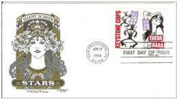 USA United States 1994 FDC Actor Theda Bara Keystone Cops Film Cinema Movie Comedy Silent Screen Comedians - 1991-2000