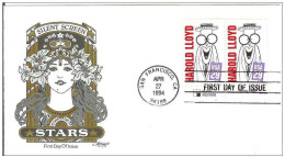 USA United States 1994 FDC Actor Harold Lloyd Film Cinema Movie Comedy Silent Screen Comedians - 1991-2000