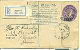 Ireland 1938 Postal Stationery H&G6a Registered Dublin  Plymouth Devon Harp - Lettres & Documents