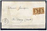 Lettre Paire N°9 Bistre Brun Foncé Luxe Paris à Nancy Cote Dallay 4600€. Rare Et Signée Roumet - 1852 Luis-Napoléon