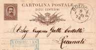 1881 CARTOLINA SU INTERO POSTALE CON ANNULLO BOLOGNA - Stamped Stationery