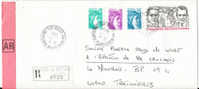 1982-24-2 Lettre Recom R1+AR Tarif 1/9/81 2e éch Yv AV55+1967+1969+2123 Sabine Gandon Monthoir-de-Bretagne Loire Atlanti - Tarifs Postaux