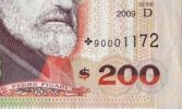 ® URUGUAY: 200 Pesos Reposicion-Replacement *90: (Serie D - 2009) - Uruguay