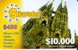 TARJETA DE COLOMBIA DE LA SAGRADA FAMILIA DE BARCELONA DE BARATEL $10000 - Kolumbien