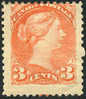 Canada #37 Mint Hinged 3c Orange Red Victoria From 1873 - Unused Stamps