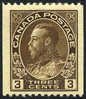 Canada #134 XF Mint Hinged 3c Brown George V Coil From 1921 - Markenrollen