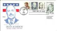 USA United States 1993 FDC Dean Acheson, Statesman Author Writer, Canceled In Washington - 1991-2000