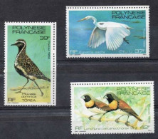 POLYNESIE Française :   Oiseaux : Egretta Sacra (Aigrette Sacrée), Pluvialis Dominica (Pluvier Bronzé), Lonchura Castane - Ongebruikt