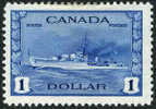 Canada #262 Mint Hinged $1 Destroyer From 1942 - Ungebraucht