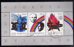 REPUBBLICA DI SAN MARINO 1991 LA NUOVA EUROPA NEW EUROPE BLOCCO FOGLIETTO BLOCK SHEET BLOC FEUILLET USATO USED OBLITERE' - Blokken & Velletjes