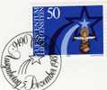 Neujahrs-Karte 1984 Fürstentum Liechtenstein 832 Karte O 10€ Christmas Weihnachts-Stern Mit Jesus Kind New Year Card - Nouvel An