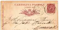 1890 CARTOLINA CON ANNULLO FIRENZE FERROVIA - Stamped Stationery