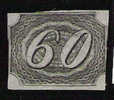 M652.-.  BRASIL .-. 1844-1846 .-. MI#: 6 .-. MINT- 60 R. BLACK.  CAT VAL : 140.00 EUROS - Unused Stamps