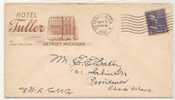 US - 3 -  1941 HOTEL TULLER ADVERTISEMENT COVER From DETROIT To RHODE ISLAND - Storia Postale