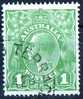 Australia 1926 King George V Small Multiple Watermark 1d Sage-Green P14 Used- Actual Stamp - Terrace - SG86 - Used Stamps