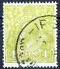 Australia 1926 King George V Small Multiple Wmk 4d Yellow-Olive P14 Used Actual Stamp - Ipswich Queensland- SG91 - Oblitérés
