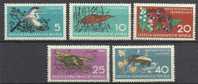 Germany Democratic Republic 1959 Birds Oiseaux Aves Heron Bittern Butterfly Nature Preservation Issue With 5 Values MNH - Storchenvögel