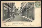 CPA  ANCIENNE- FRANCE- CHARLIEU (42)- RUE MERCIERE AVEC TRES BELLE ANIMATION EN 1900- DEBALLAGE TROTTOIR- VITRINE - Charlieu