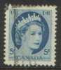 1954 - Canada Queen Elizabeth II 5c BLUE Stamp FU - Gebruikt