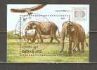 LAOS 1987 - HAFNIA 87 - ELEPHANTS   - S/S - USED OBLITERE GESTEMPELT USADO - Olifanten