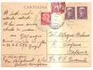 51435)cartolina Postale Da Genova A Catania Del 1-8-1945 Con 2£+ 2x50 Turrita + 20c Imperiale + Annullo - Marcophilie